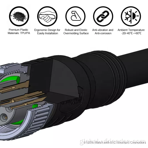 IP67 Electrical Micro D-Sub Right Angled Molded Cable